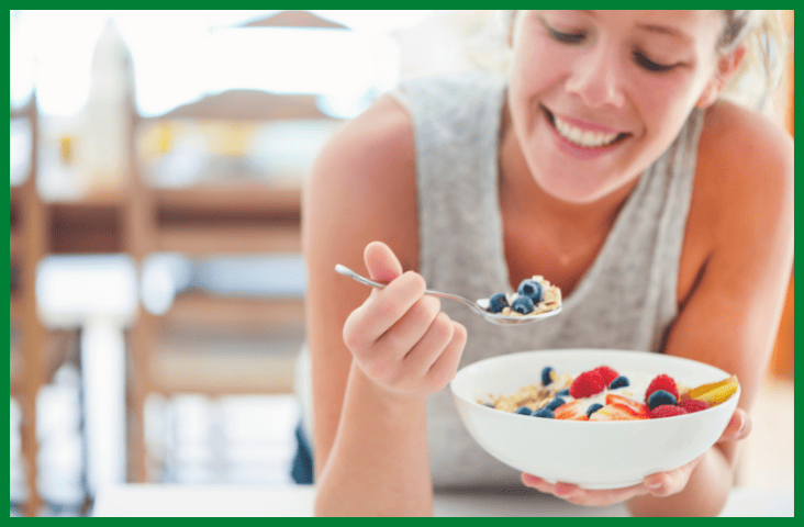 Healthy Family Food Don’t forget the grownups blog feature image of a woman eating a healthy breakfast.